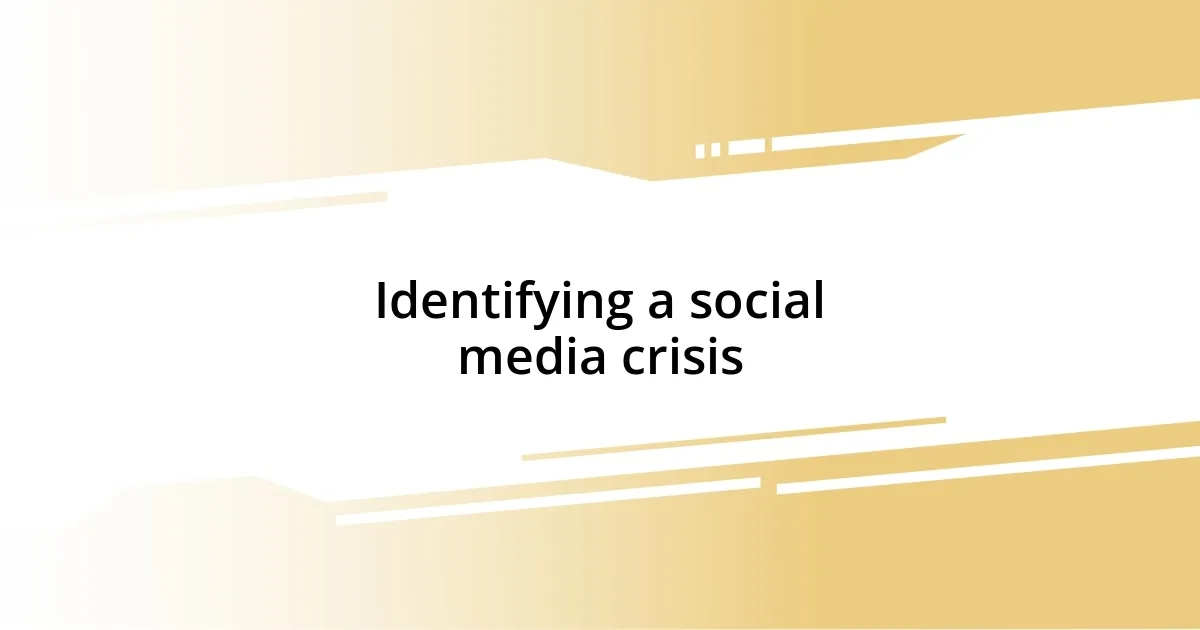 Identifying a social media crisis