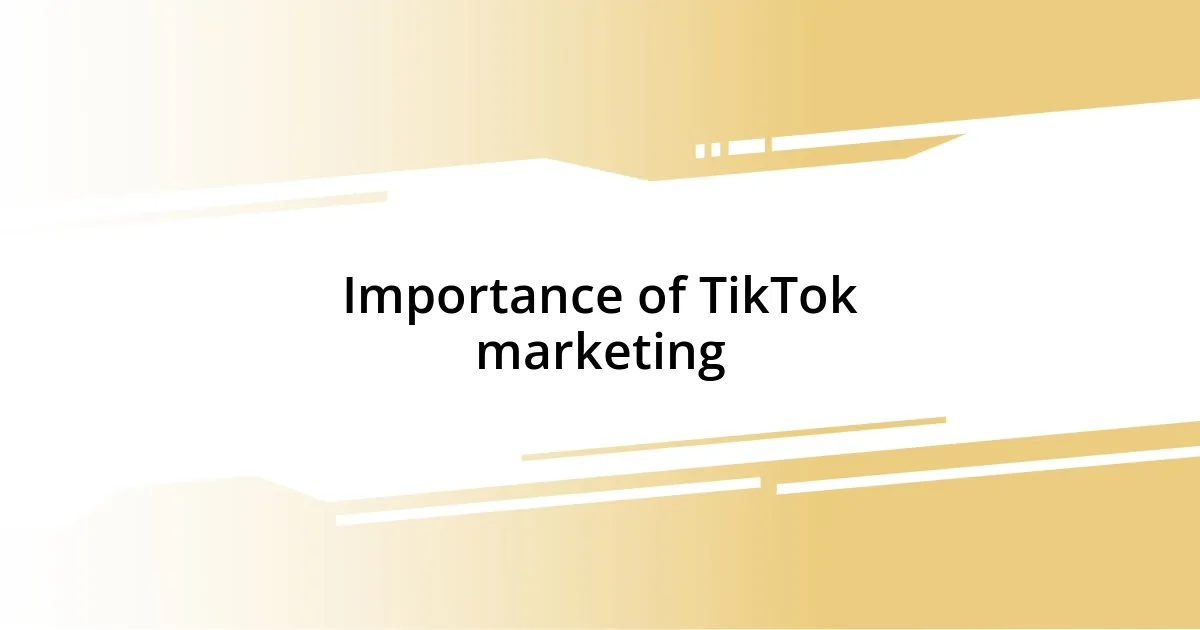 Importance of TikTok marketing