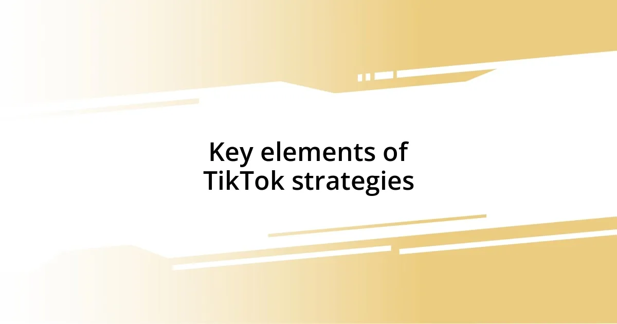 Key elements of TikTok strategies